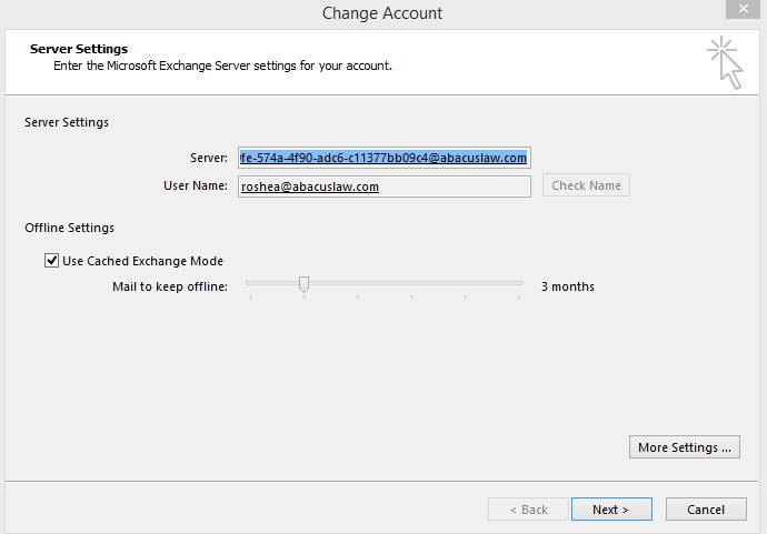 cached exchange mode outlook