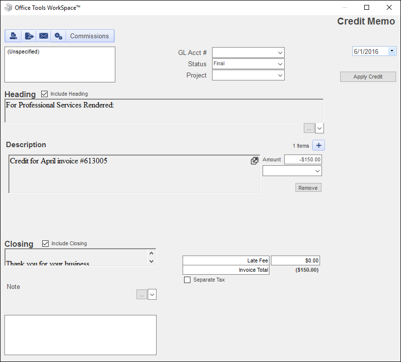 credit memo meaning