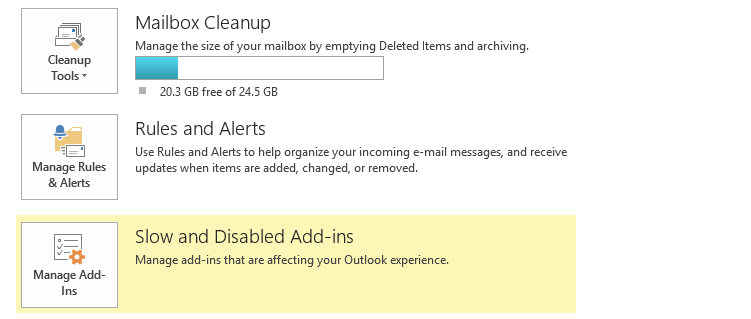 disable add ins outlook