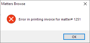 Error in printing invoice