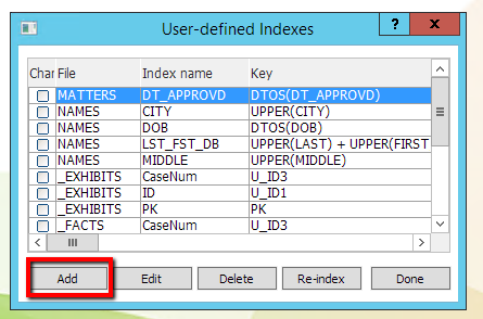 user defined indexadd