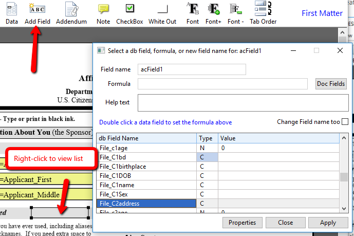 Adding New Fields to Fillable Forms – AbacusNext-Client Services