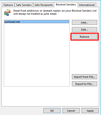 how to block a sender in outlook 2016