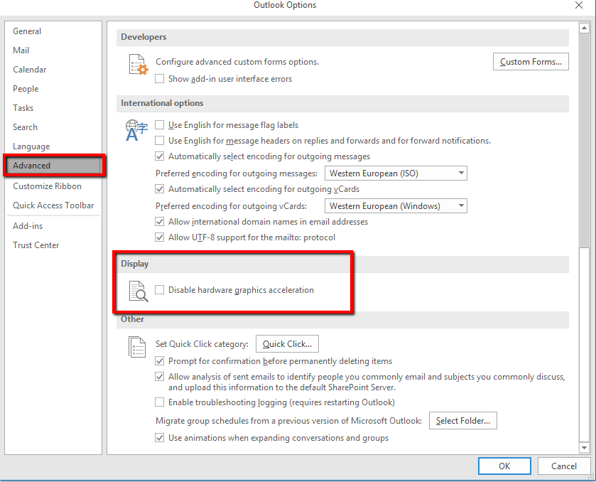 disable use cached exchange mode outlook 2016