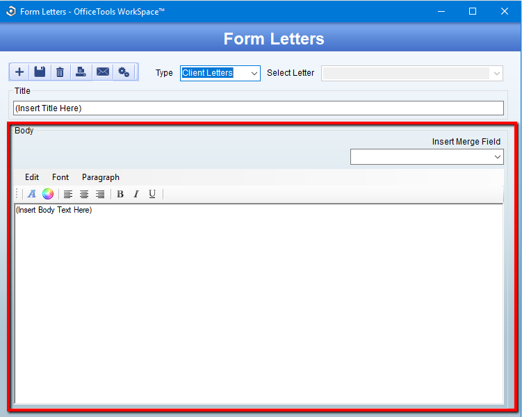 Creating A Form Letter In OfficeTools AbacusNext Client Services