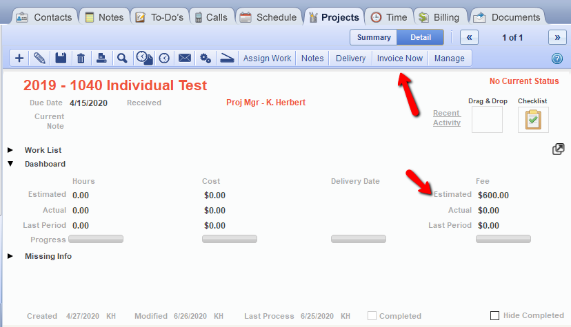 abacus expense error adding bill for company